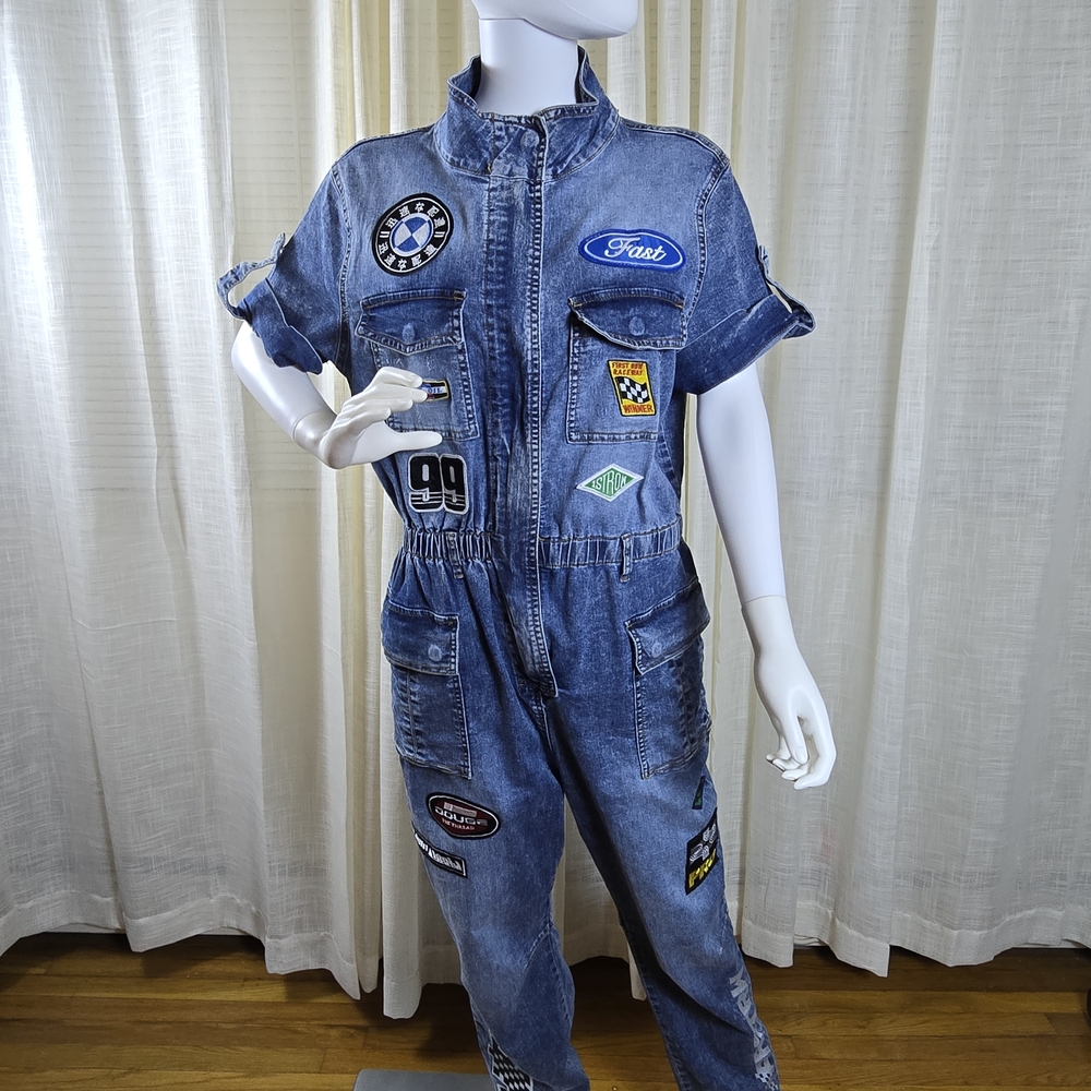 Denim Patchwork Jumpsuit
